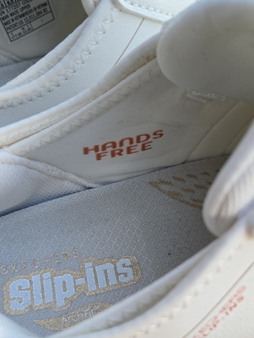 Skechers Women's White Sneakers with Rose Gold Eyelets Slip Ins 9.5 - Picture 8 of 9